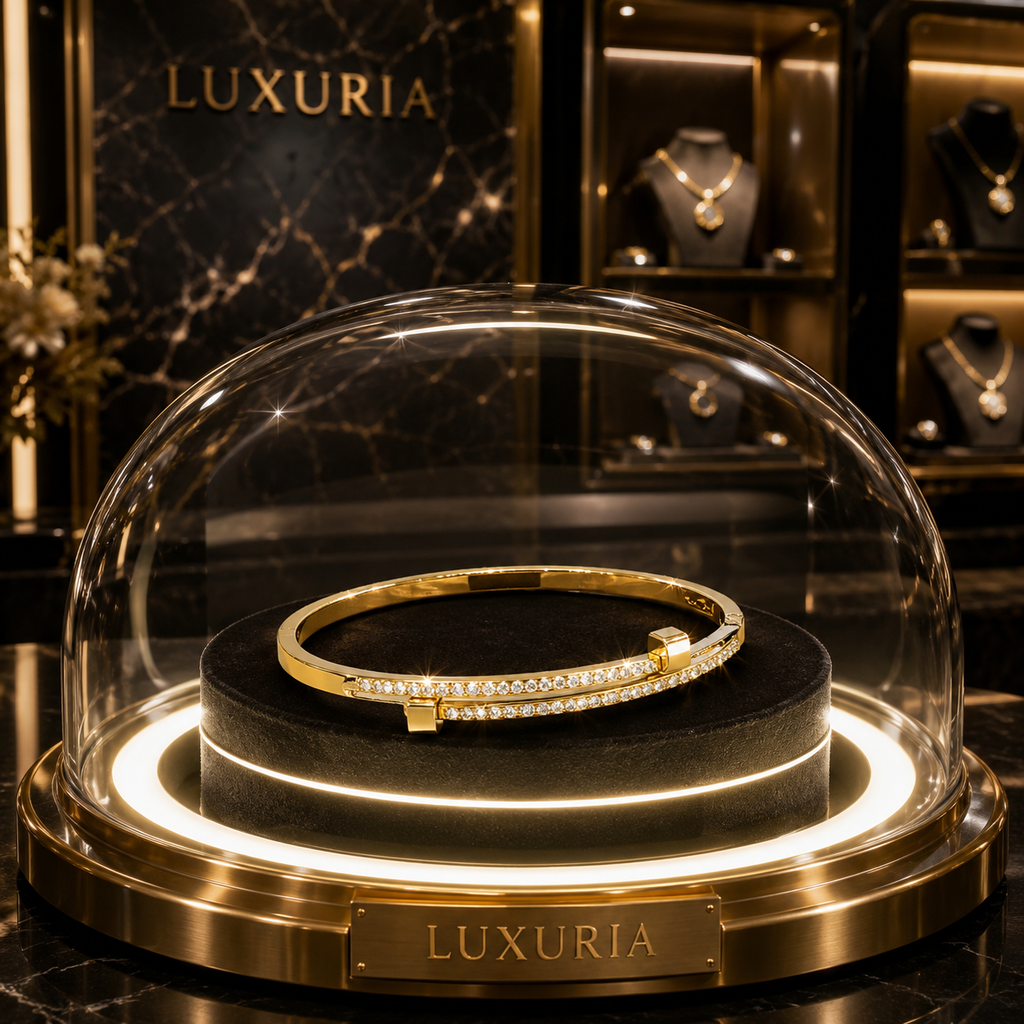 Jonc Zircon Éclat — Bracelet effet Plaqué Or blanc et jaune 18K & Strass