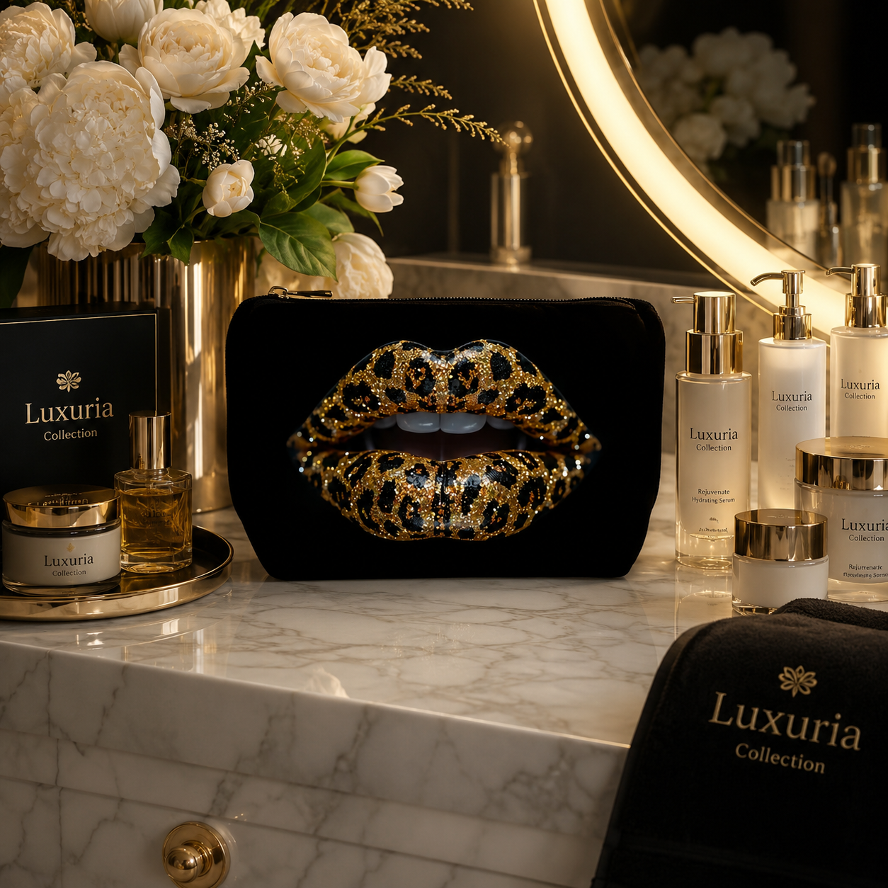 Trousse de Maquillage Léopard — Organisateur Beauté Multifonction, Fermeture Éclair, Idéale Voyage