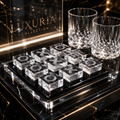 Échiquier XO en Cristal Noir & Blanc — Objet d’Art Décoratif
