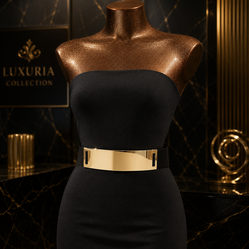 Ceinture Métallique Brillante Y2K — Style Punk Élégant, Argent & Or, Réglable 70-90cm