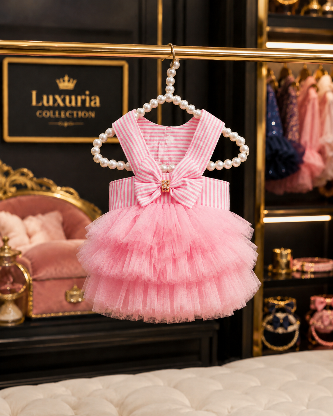 Robe Princesse en Tulle pour Chien & Chat – Style Rayé & Uni | Bleu , Rouge & Rose | XS à XXL
