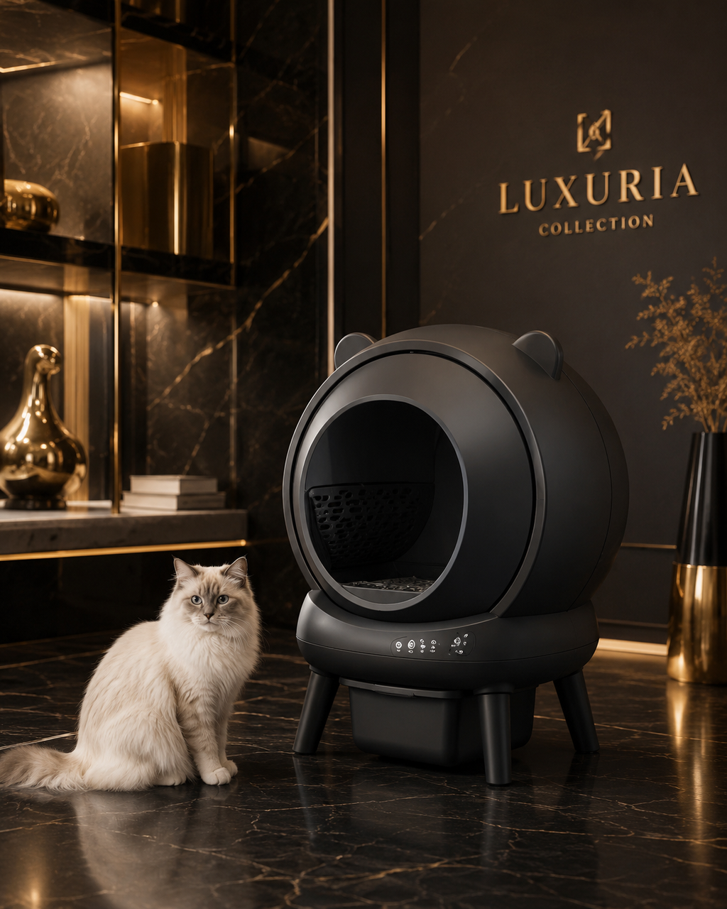 Self-cleaning cat litter box | leak-proof, pinch-resistant, triple odor control, secure, app-controlled, easy cleaning, large capacity up to 65L