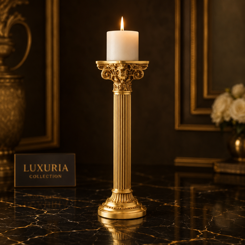 Bougeoir Colonne Romaine | Décoration Élégante Style Européen — Blanc, Doré ou Noir