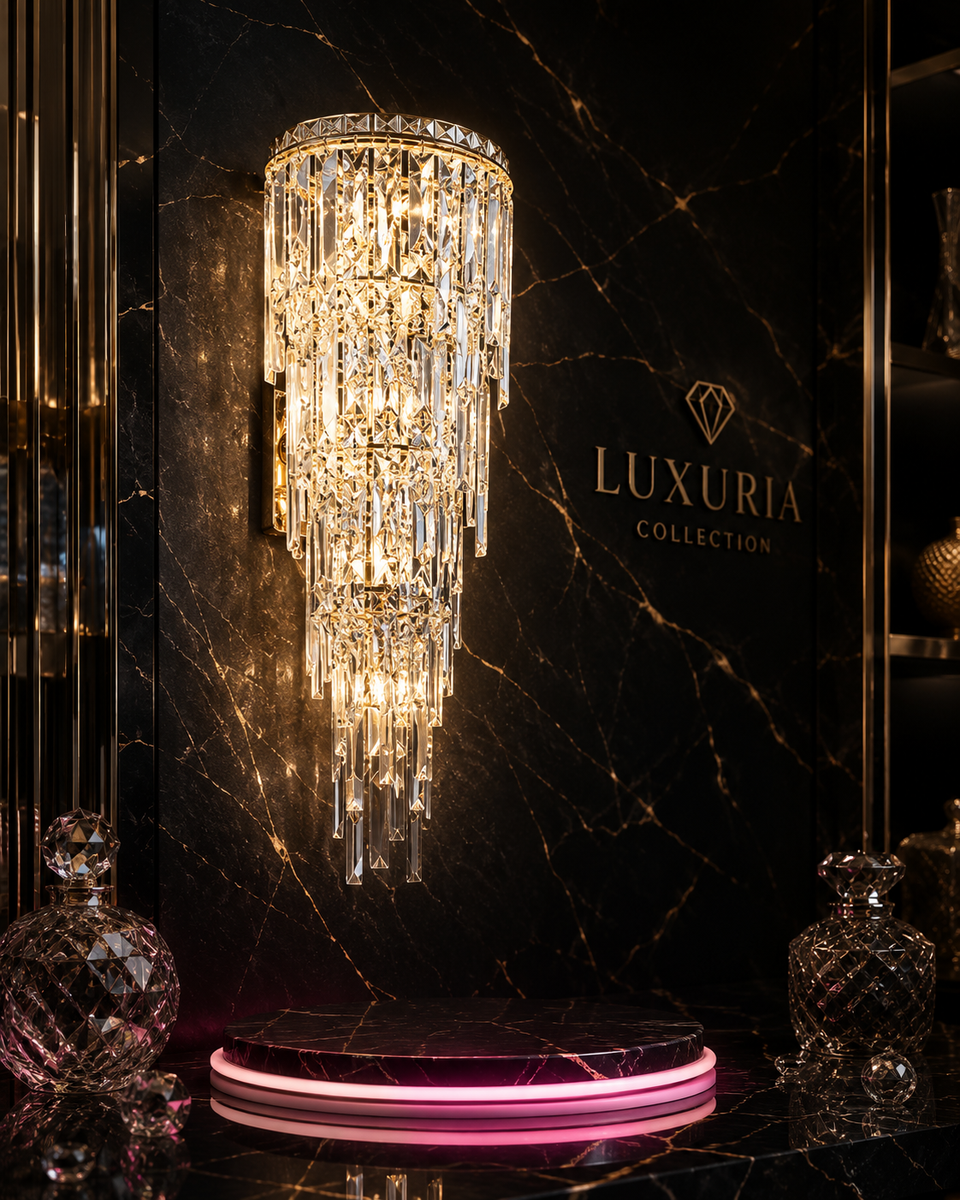 Applique Murale Cristal K9 Luxe | Grand Format D76×27CM — 3 Températures de Lumière
