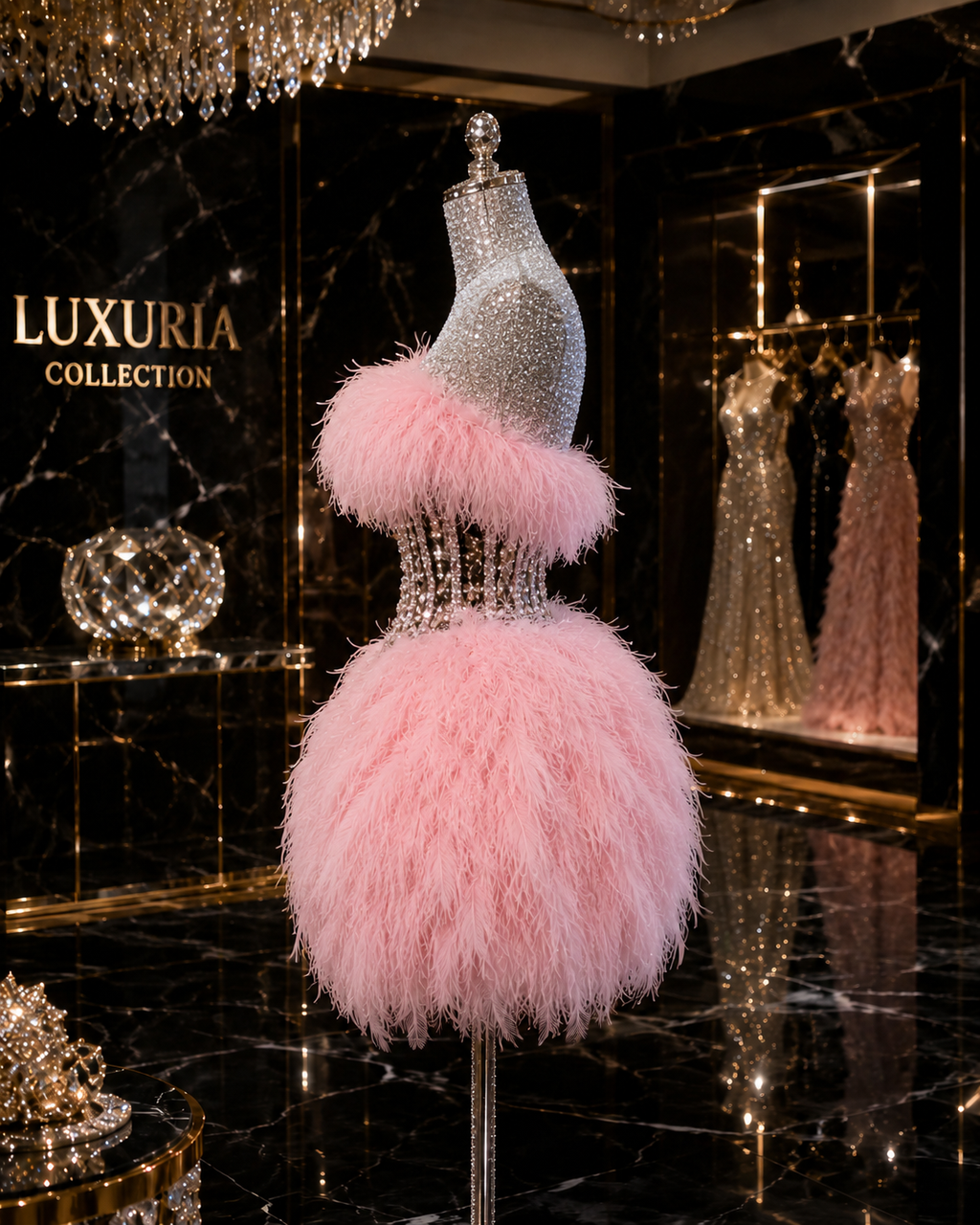 Ensemble 2 Pièces Bustier Mesh & Sequins — Rose & Blanc, Soirée Luxe