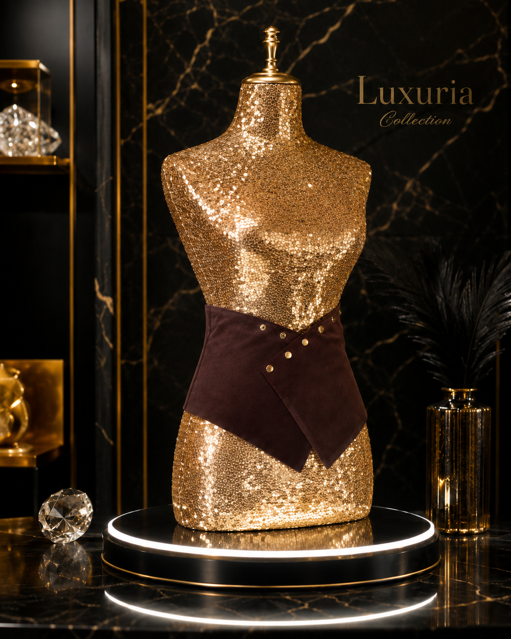 Ceinture Ultra-Large Suède Marron — Style Maillard Rétro Luxe, Boucle Épingle, 20cm x 100cm