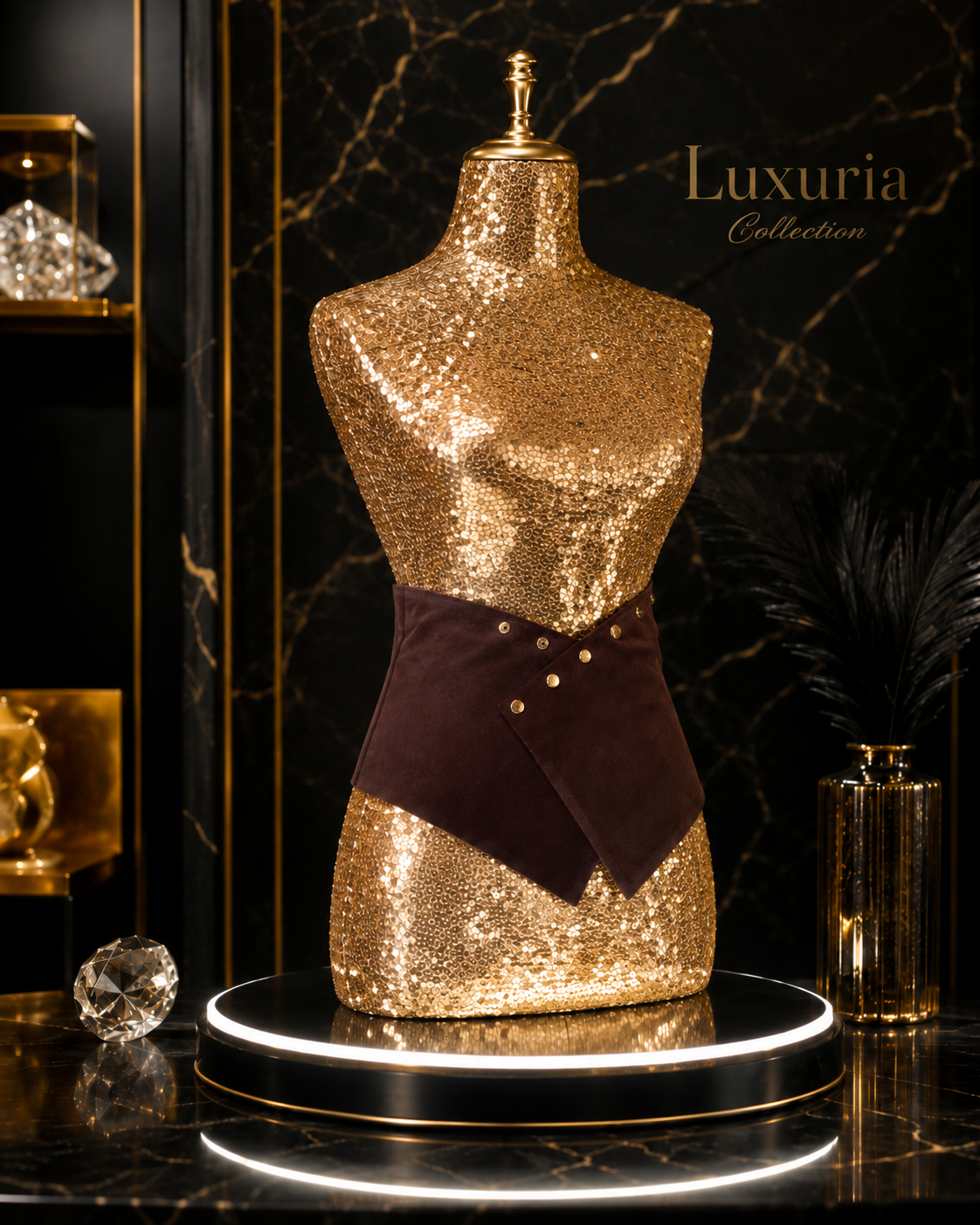 Ceinture Ultra-Large Suède Marron — Style Maillard Rétro Luxe, Boucle Épingle, 20cm x 100cm