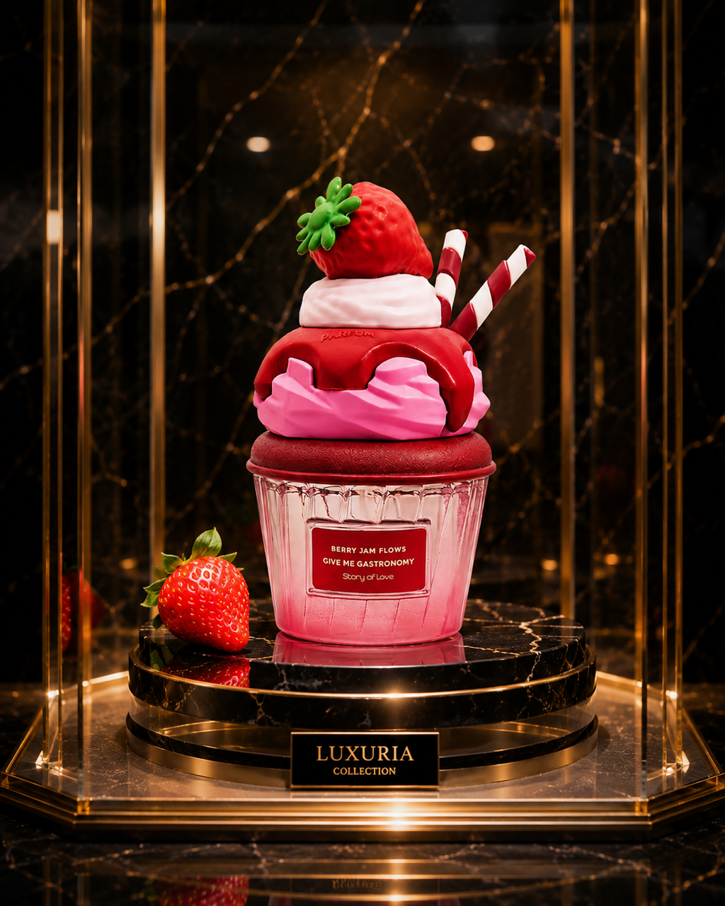 Brume parfumée Fraise sucrée Luxuria en vitrine