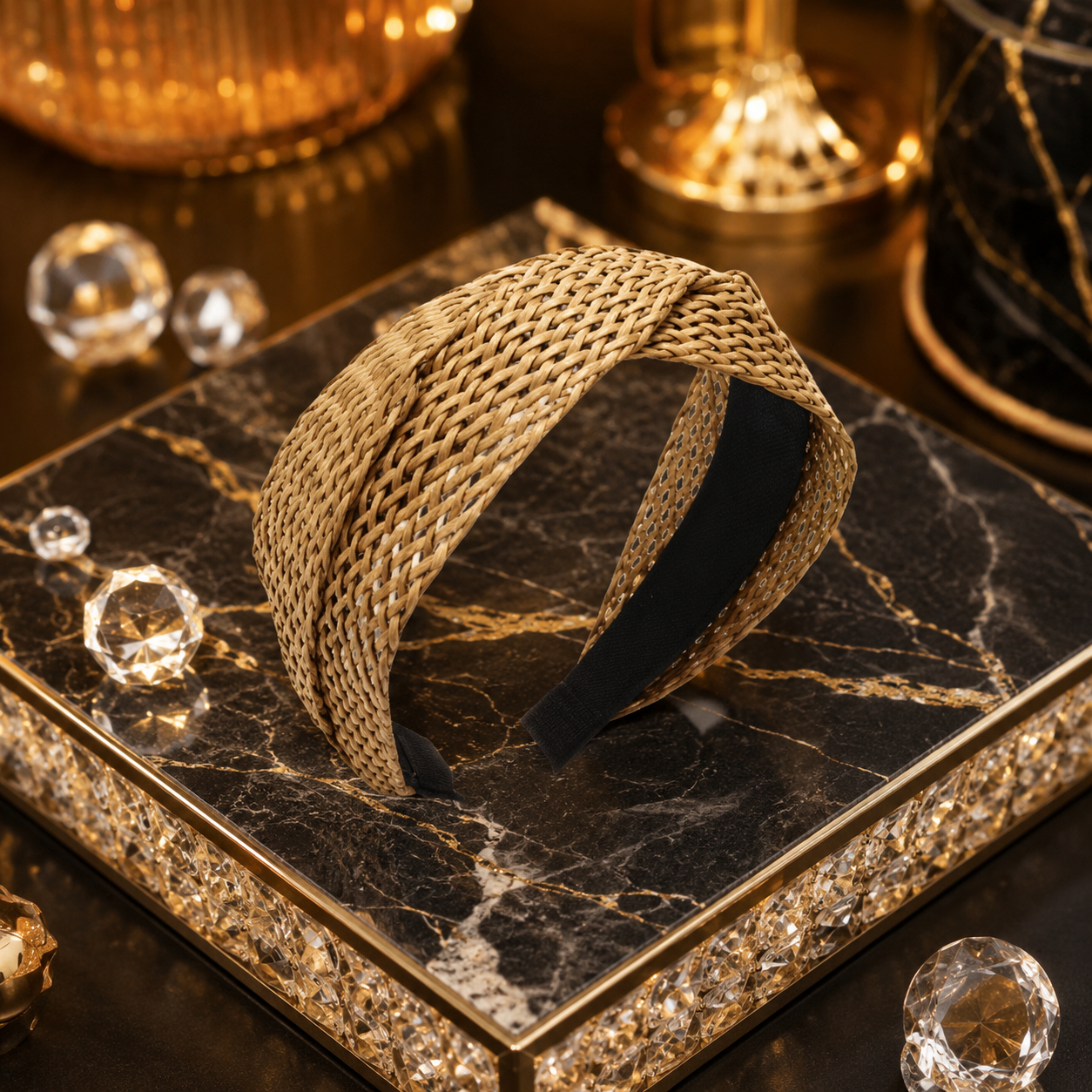 Serre-tête Doré Style Bohème — Tressé & Élégant