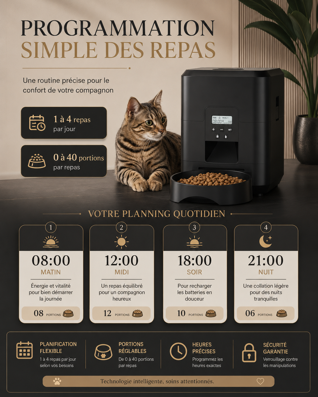 Distributeur Automatique de Croquettes | Chat & Chien — Programmable, Dosage Précis, Version WiFi Disponible