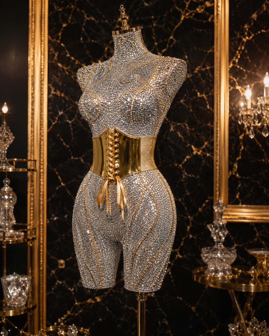 Ceinture Corset Large Dorée — Cuir PU Élastique, Style Luxe Vintage, Taille 60-80cm