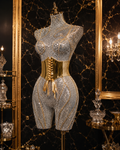 Ceinture Corset Large Dorée — Cuir PU Élastique, Style Luxe Vintage, Taille 60-80cm
