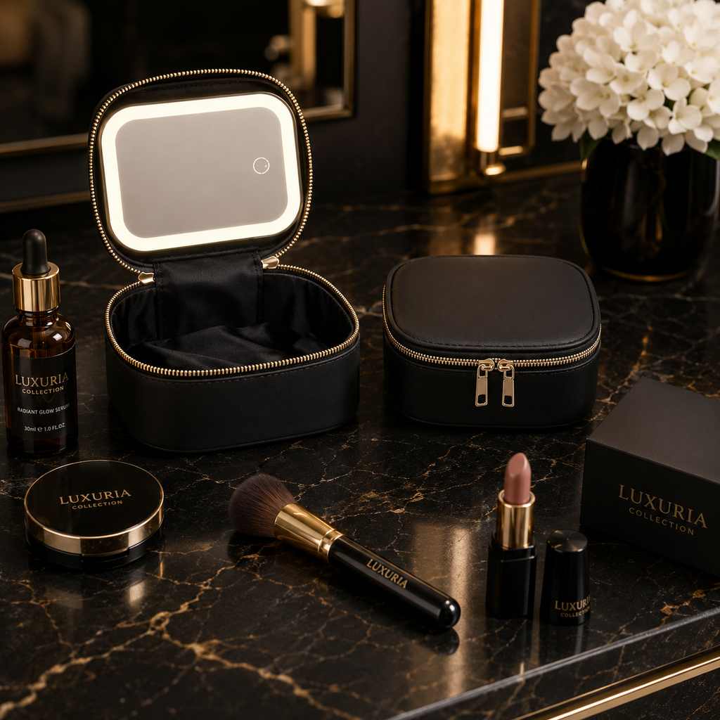 Mini Trousse de Maquillage avec Miroir — LED Ajustable ou Classique, 5 Coloris, Compacte & Voyage
