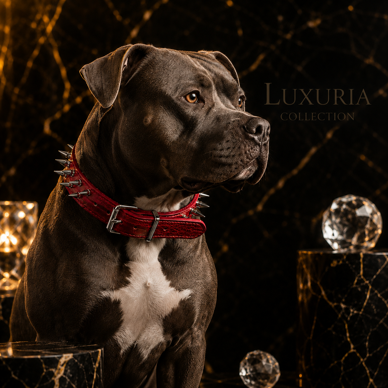 Collier Chien à Rivets – Cuir PU Résistant | Noir, Rouge & Marron | Tailles M à XXL