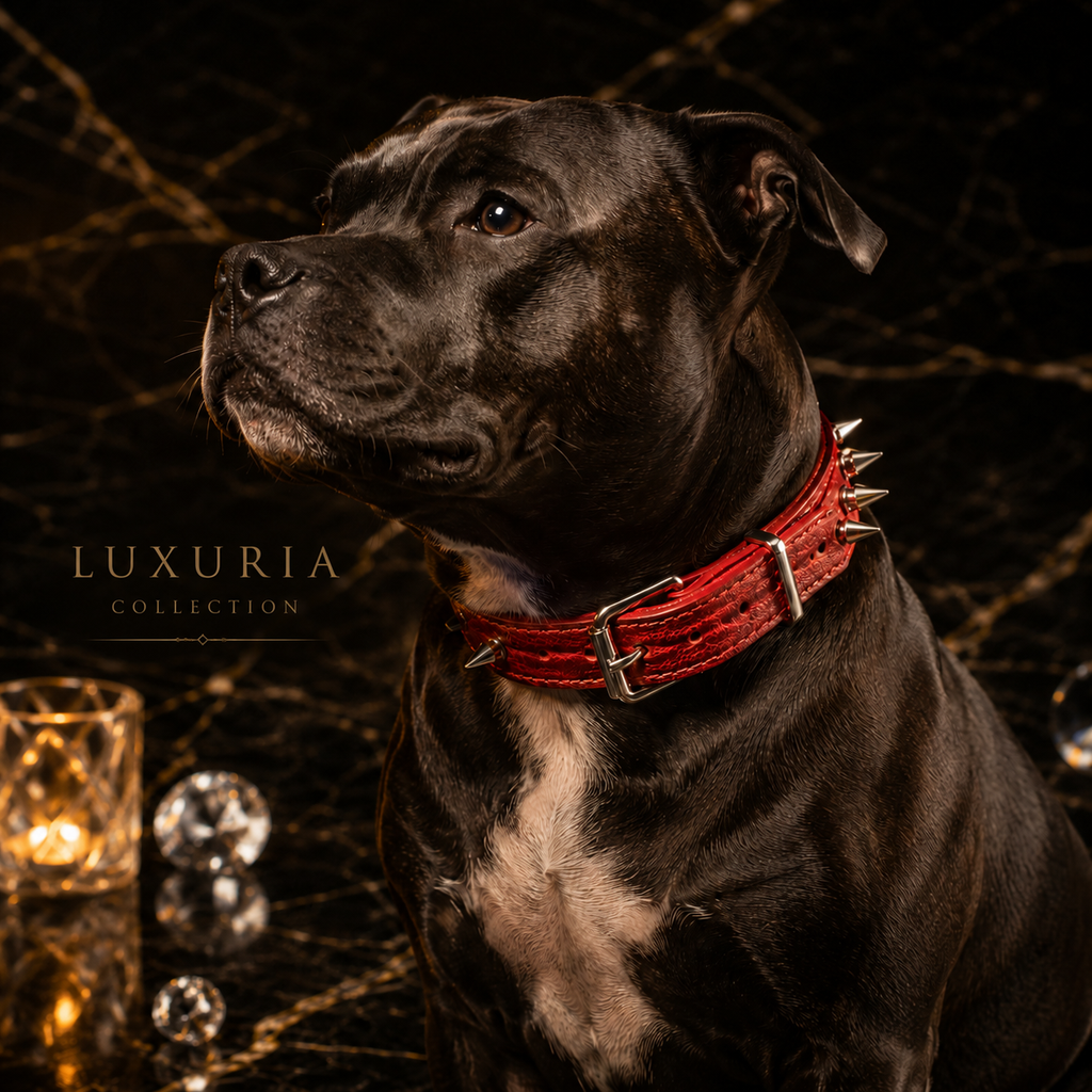 Collier Chien à Rivets – Cuir PU Résistant | Noir, Rouge & Marron | Tailles M à XXL
