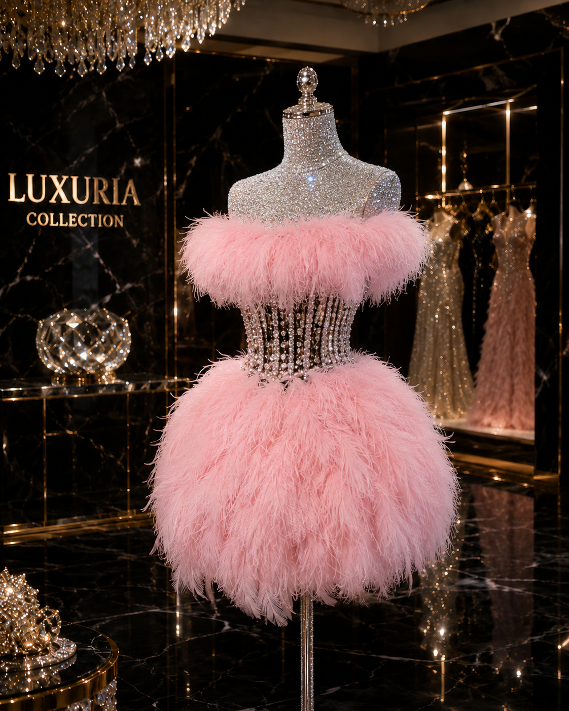 Ensemble 2 Pièces Bustier Mesh & Sequins — Rose & Blanc, Soirée Luxe