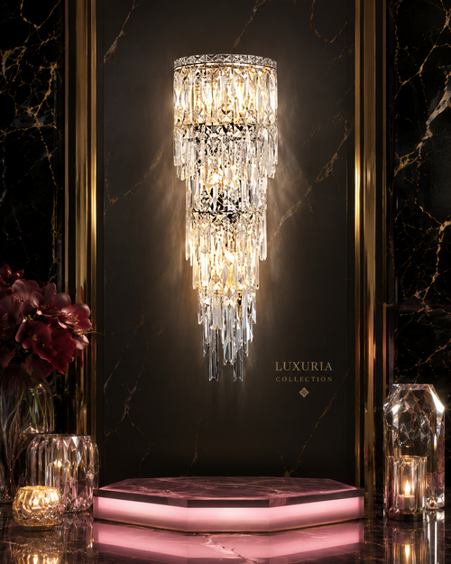 Applique Murale Cristal K9 Luxe | Grand Format D76×27CM — 3 Températures de Lumière