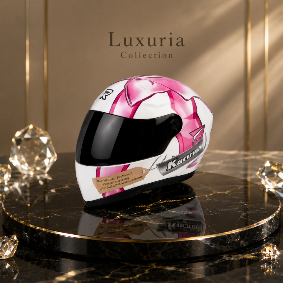 Casque Décoratif pour Chat & Petit Chien – Motif Papillon Rose | Taille S | ABS Résistant