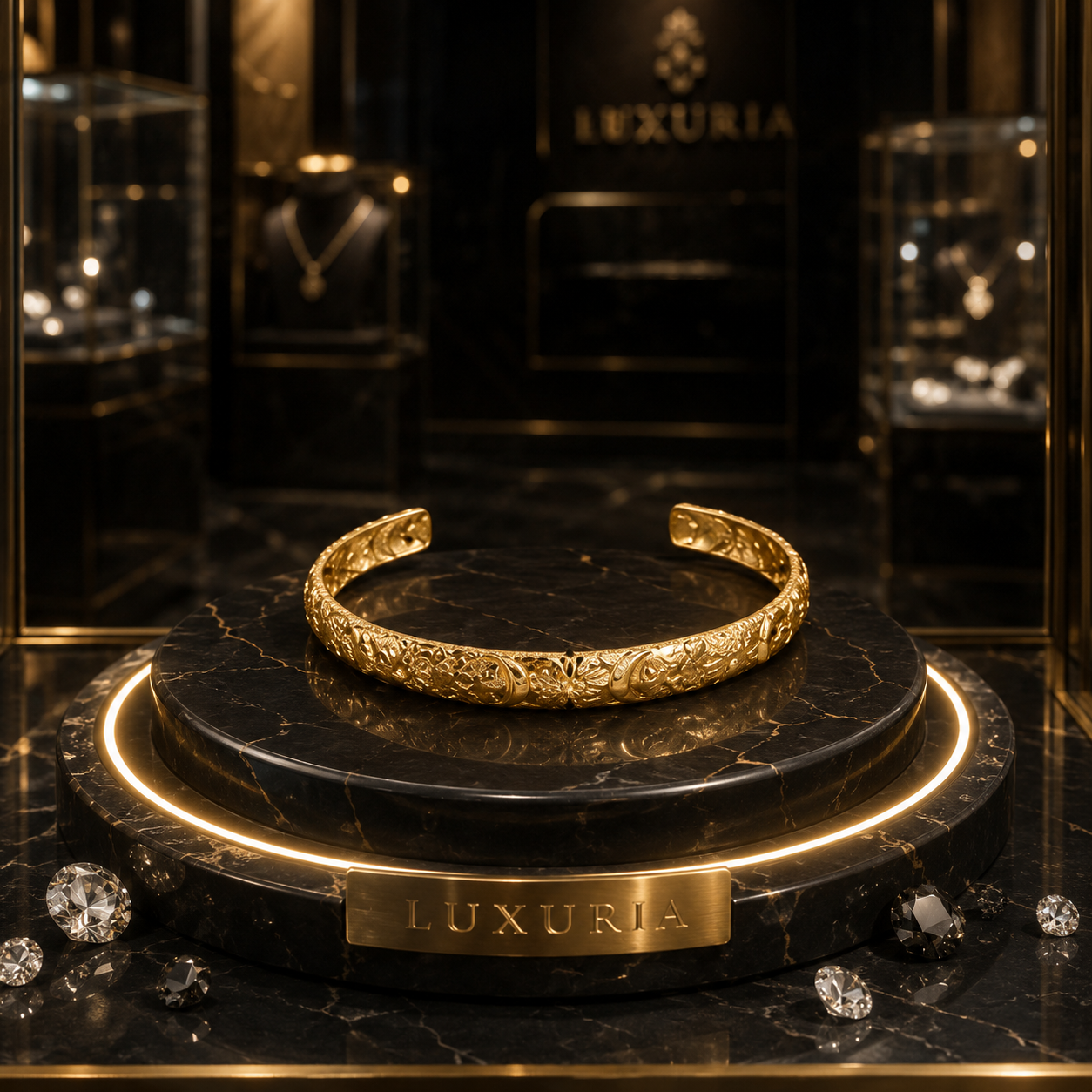 Jonc Céleste Doré — Bracelet Manchette Soleil, Lune & Étoiles en Acier Inoxydable Plaqué Or
