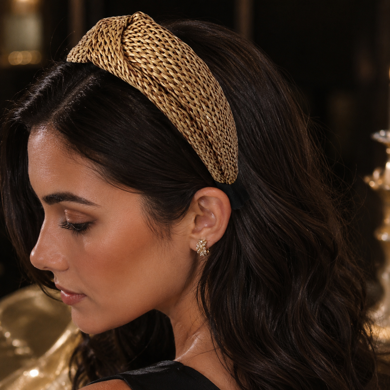 Serre-tête Doré Style Bohème — Tressé & Élégant