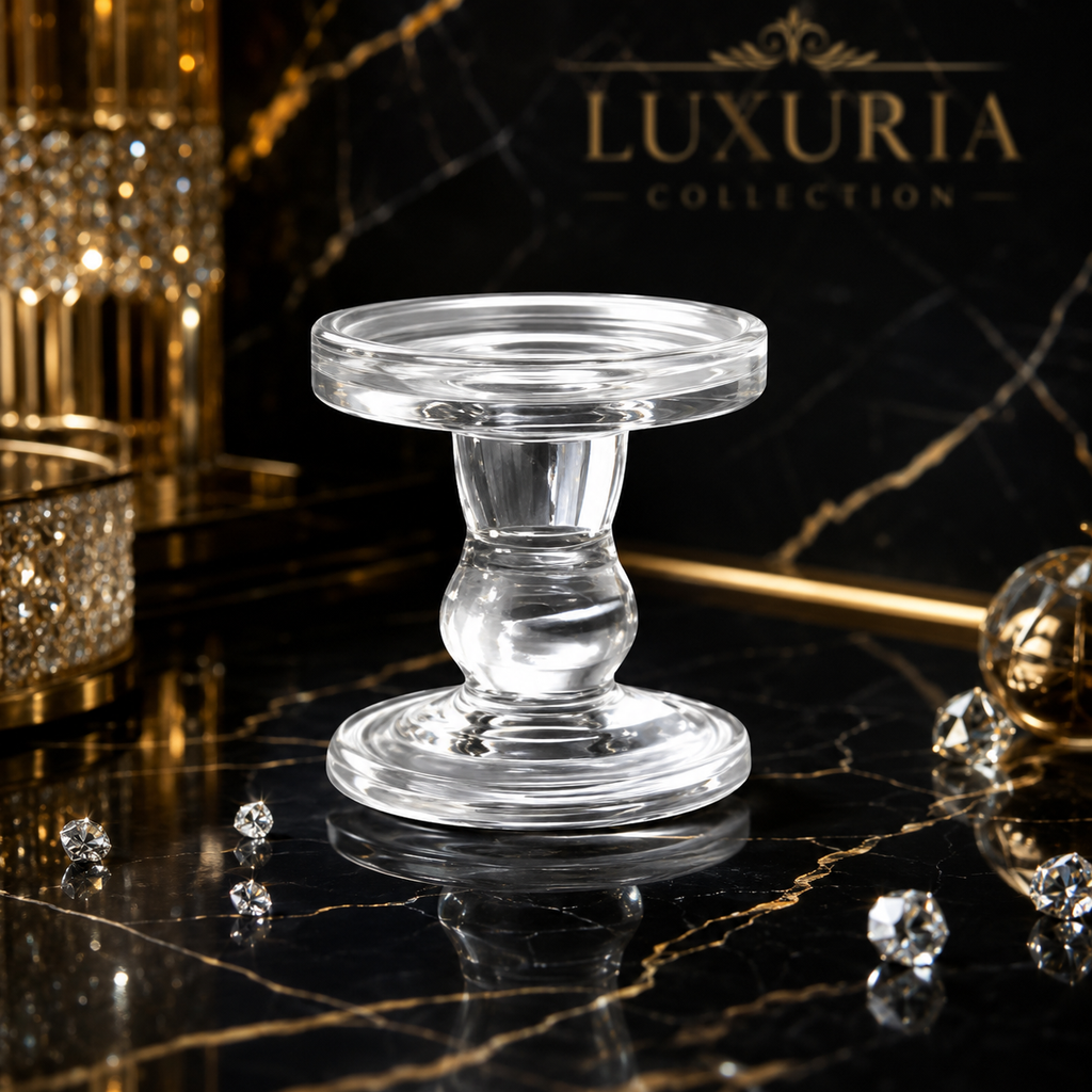Bougeoir en Verre Cristal | Base Ronde Élégante — 3 Tailles au Choix