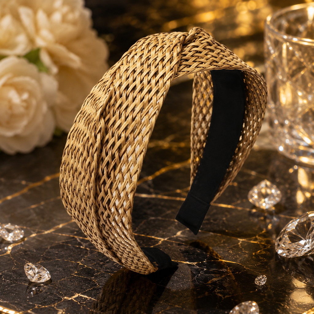 Serre-tête Doré Style Bohème — Tressé & Élégant