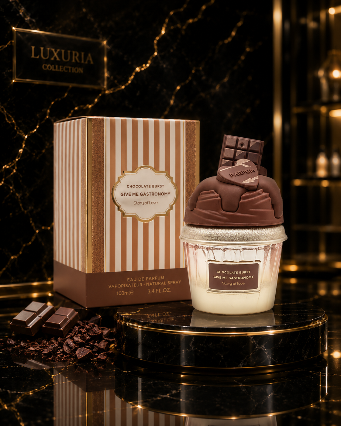 Brume parfumée Chocolat fondant Luxuria avec coffret