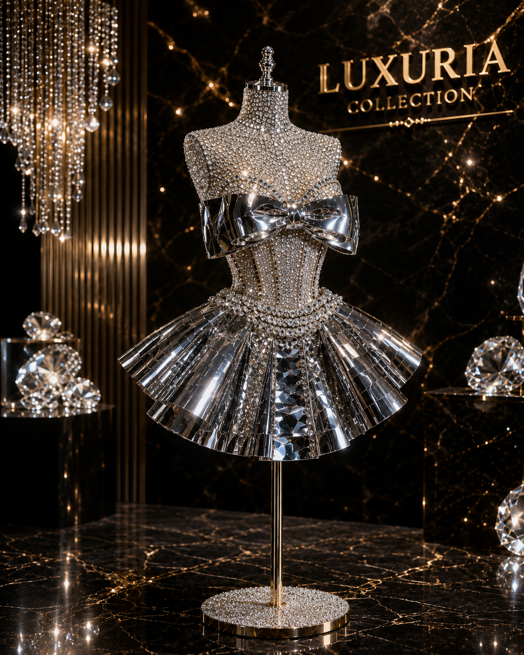 Robe Deux Pièces Sequins Argentés & Strass — Tenues de Soirée Luxe