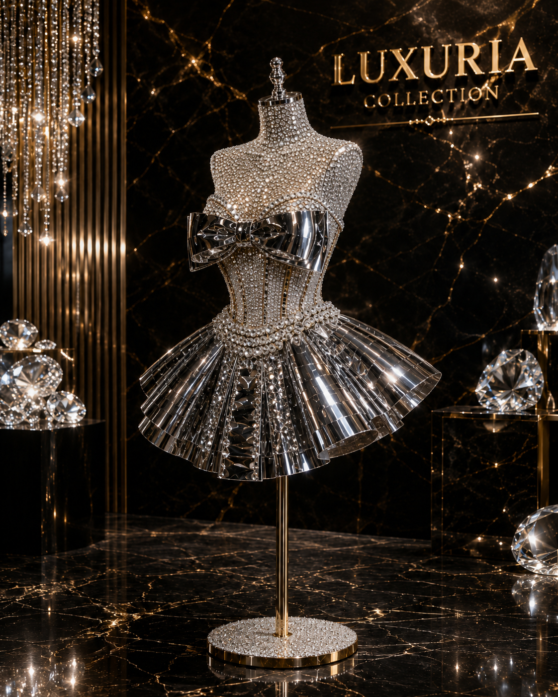 Robe Deux Pièces Sequins Argentés & Strass — Tenues de Soirée Luxe