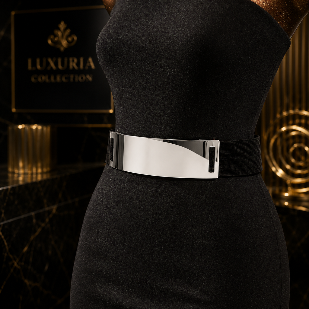 Ceinture Métallique Brillante Y2K — Style Punk Élégant, Argent & Or, Réglable 70-90cm