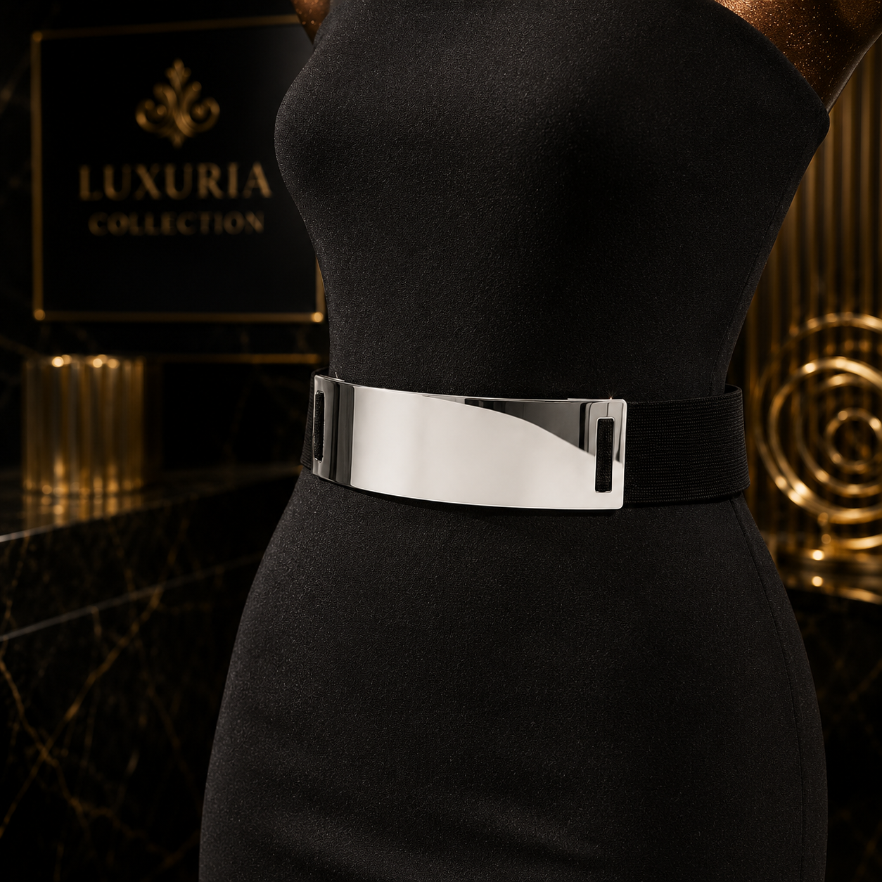 Ceinture Métallique Brillante Y2K — Style Punk Élégant, Argent & Or, Réglable 70-90cm