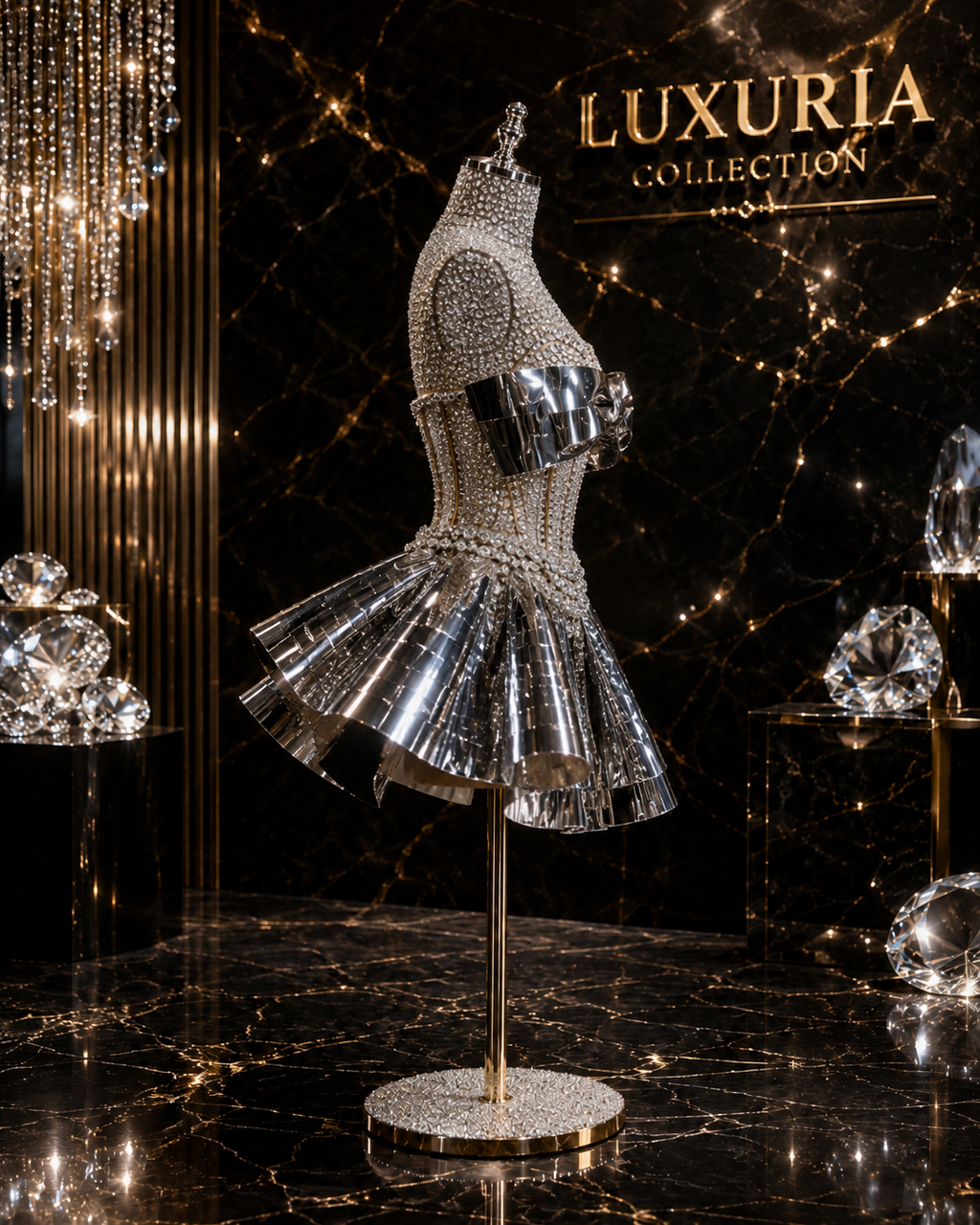 Robe Deux Pièces Sequins Argentés & Strass — Tenues de Soirée Luxe