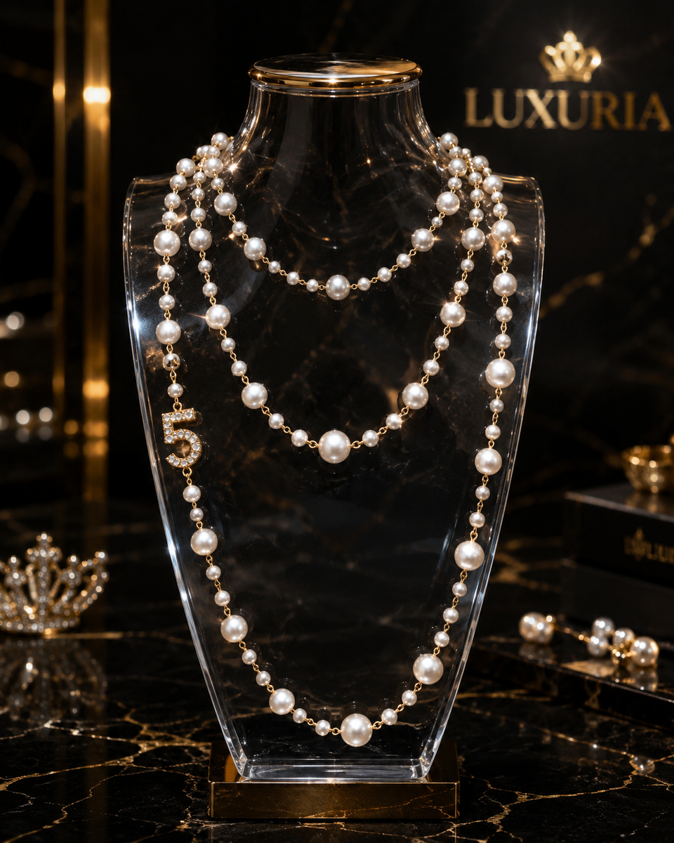 Collier Long Perles & Glands — Chaîne Sautoir Multi-Rangs, Style Luxe Intemporel