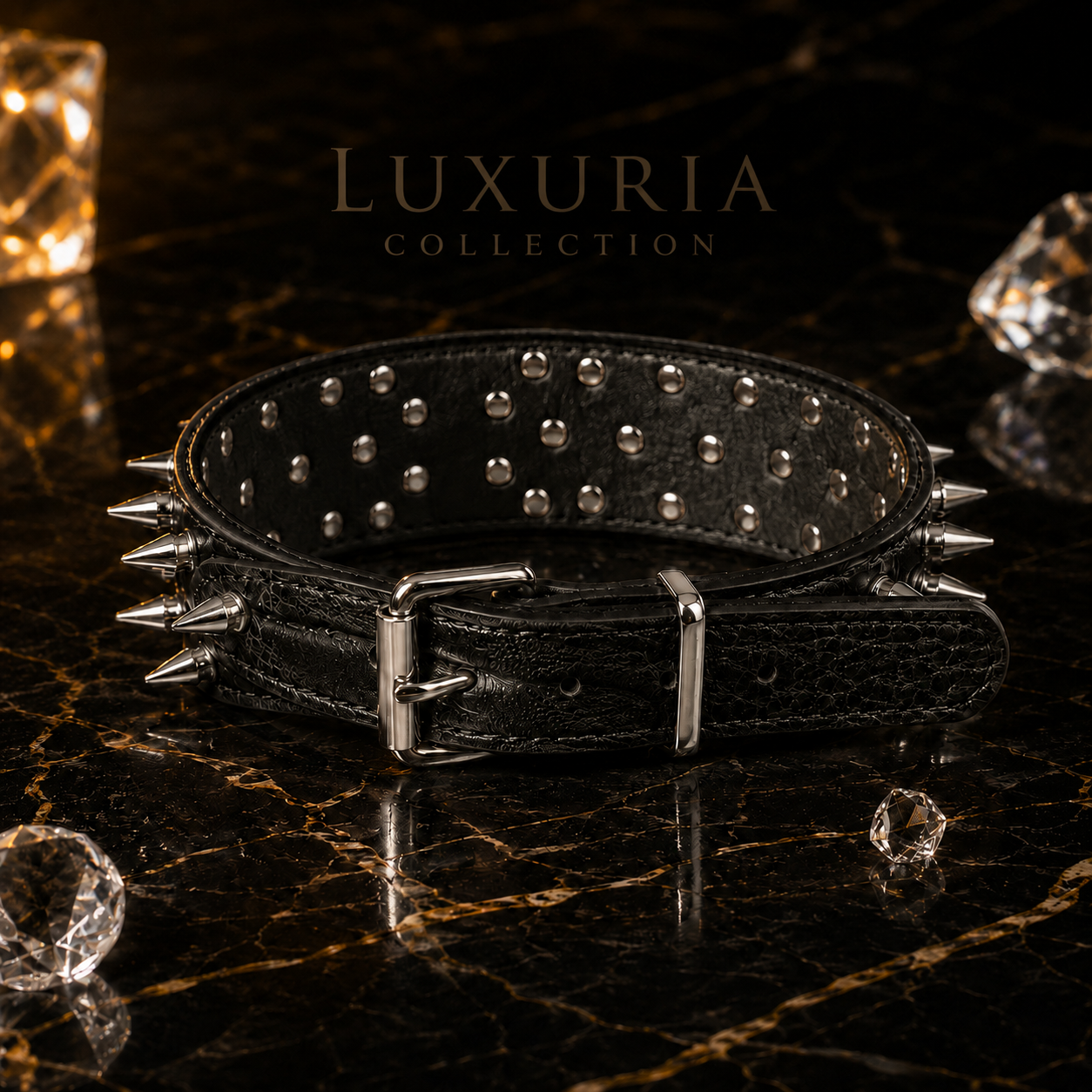 Collier Chien à Rivets – Cuir PU Résistant | Noir, Rouge & Marron | Tailles M à XXL