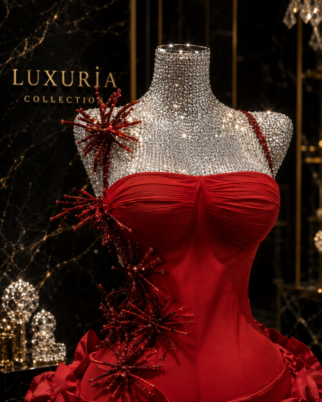 Ensemble Deux Pièces Halter Bandage Rouge — Tenue de Soirée Luxe