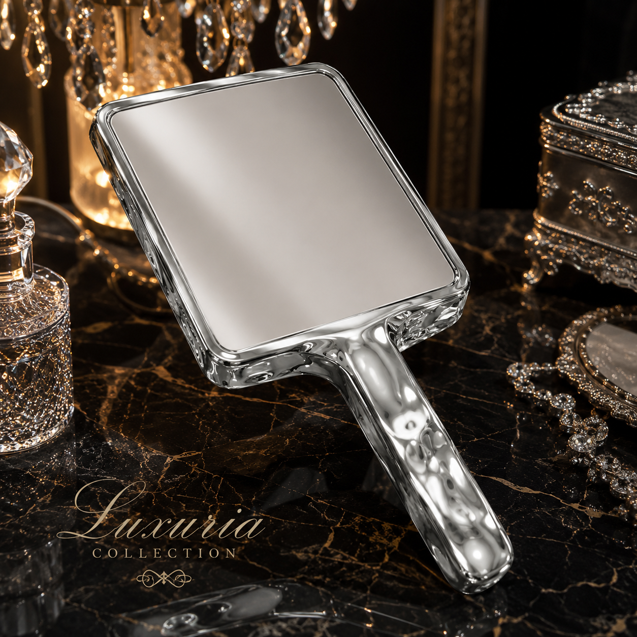 Miroir Coiffeuse À Main Électroplaqué — Haute Définition, Finition Chromée, 3 Tailles S / M / L