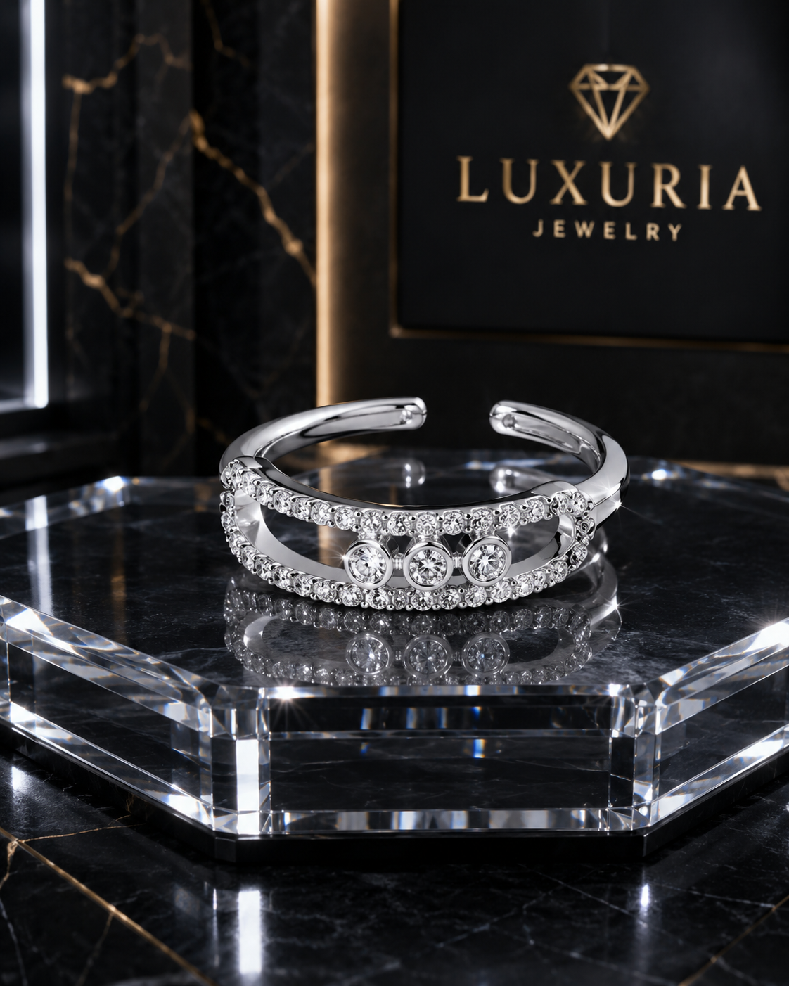 Parure Collier & Bague Zirconia — Acier Inoxydable Plaqué Or 18K, Éclat Luxe