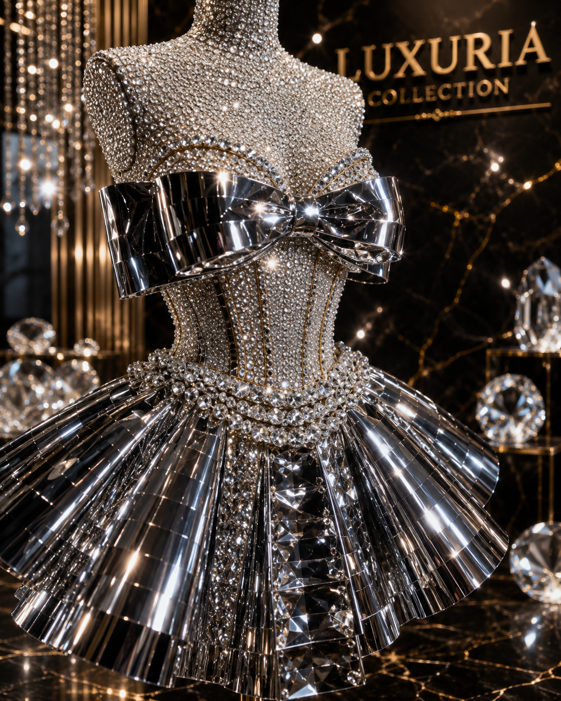 Robe Deux Pièces Sequins Argentés & Strass — Tenues de Soirée Luxe
