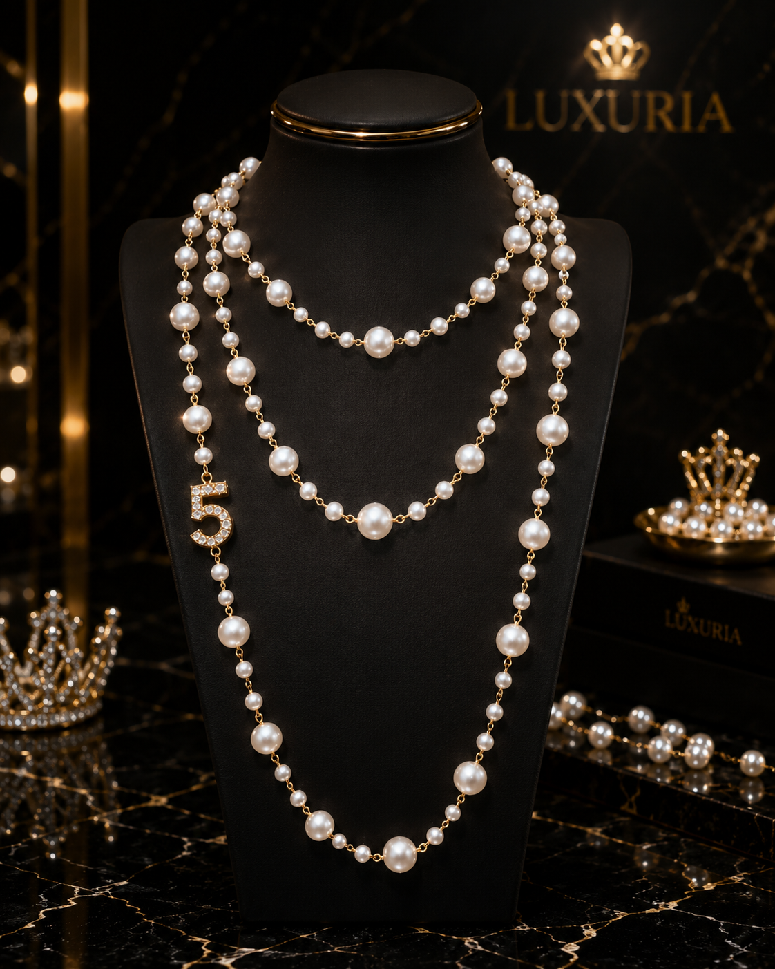 Collier Long Perles & Glands — Chaîne Sautoir Multi-Rangs, Style Luxe Intemporel