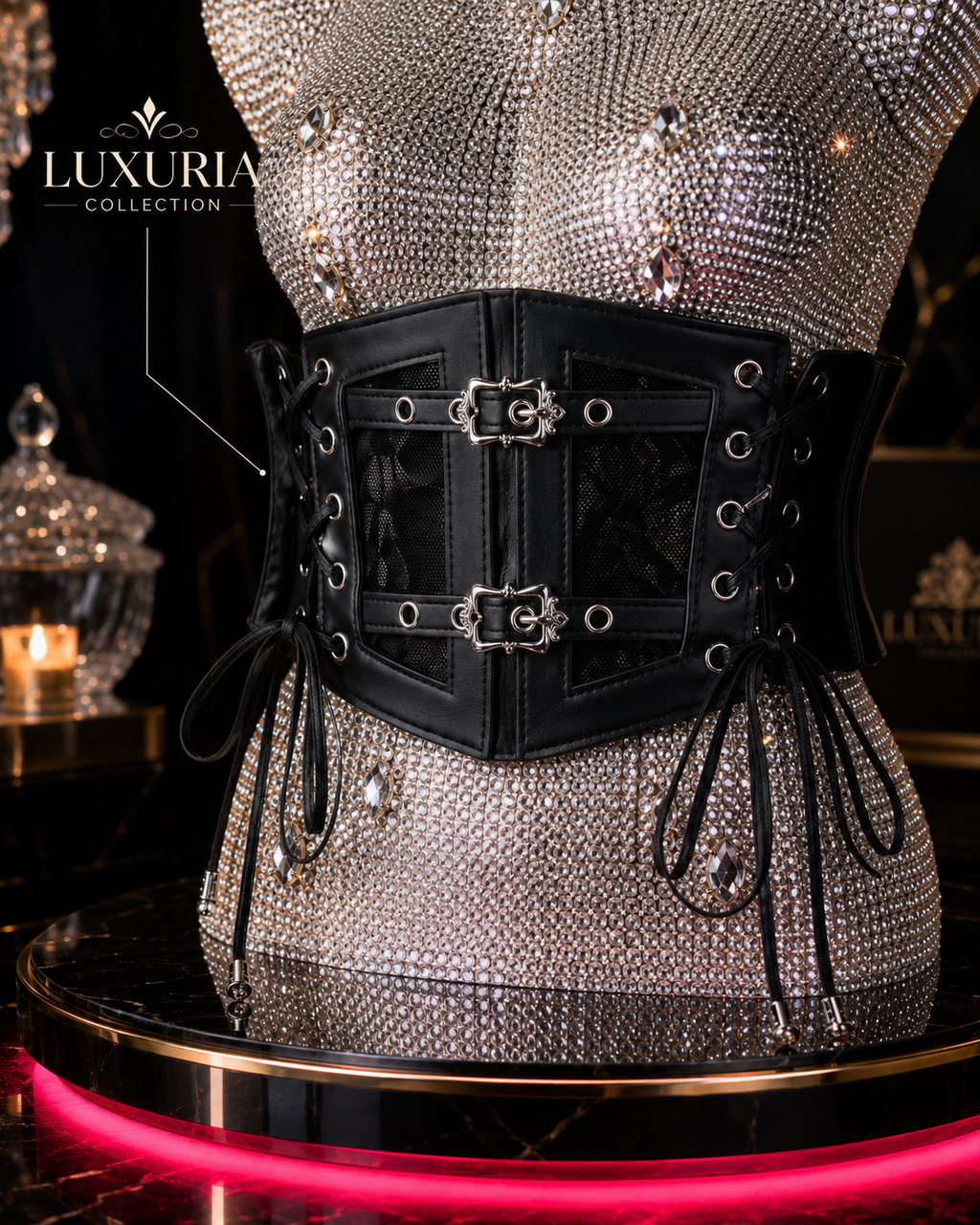 Ceinture Corset Dentelle Gothique — Style Punk Rétro, Boucle Épingle, Élastique, 10cm