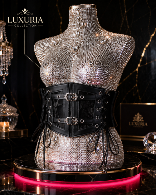Ceinture Corset Dentelle Gothique — Style Punk Rétro, Boucle Épingle, Élastique, 10cm