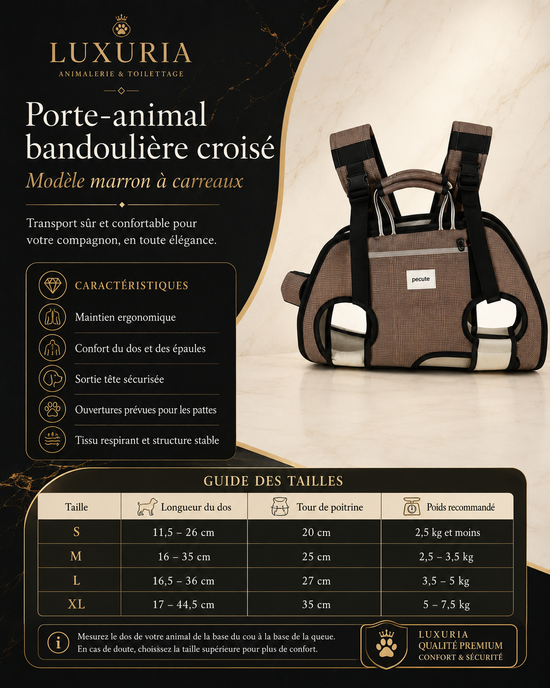 Sac Bandoulière Horizontal Chien & Chat – Soie de Glace Rafraîchissante | Protection Colonne