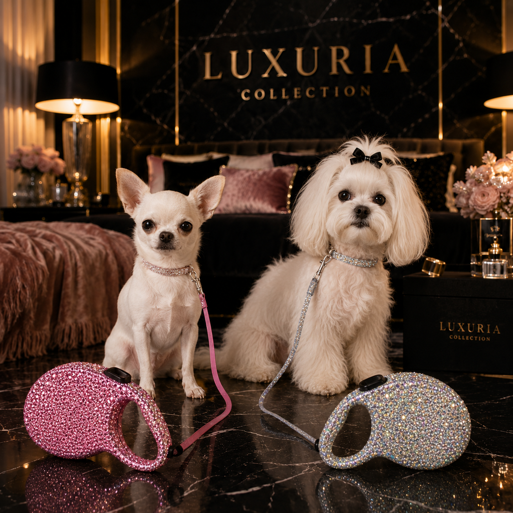 Laisse Rétractable Strass 5m pour Chien & Chat — Rose & Multicolore