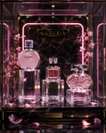 Coffret 3 parfums Luxuria, presentation vitrine des trois fragrances