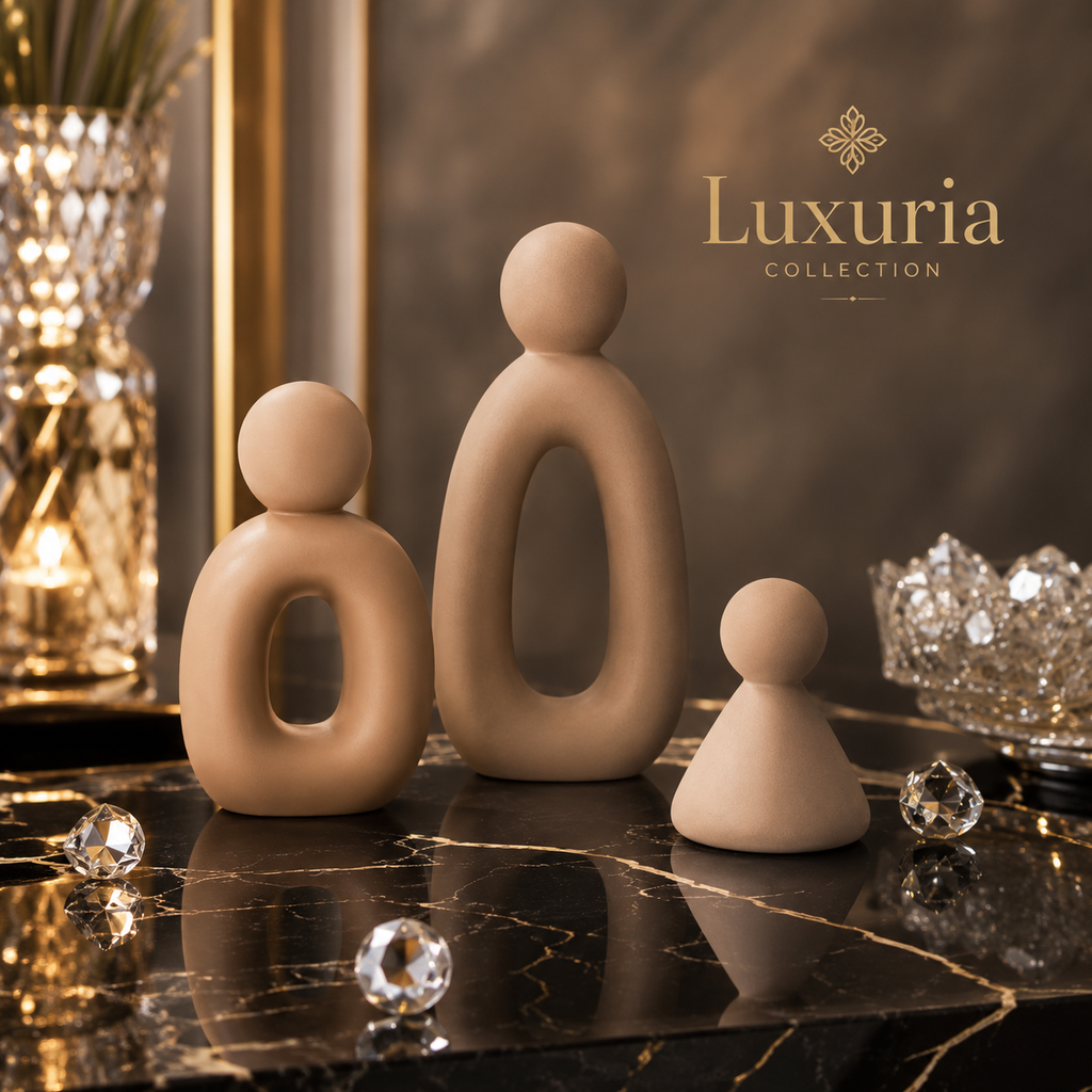 Statuette Famille en Résine | Sculpture Décorative Style Nordique — Cadeau Maison