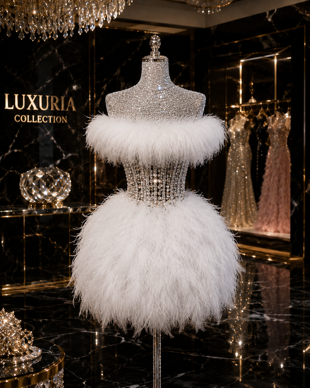 Ensemble 2 Pièces Bustier Mesh & Sequins — Rose & Blanc, Soirée Luxe