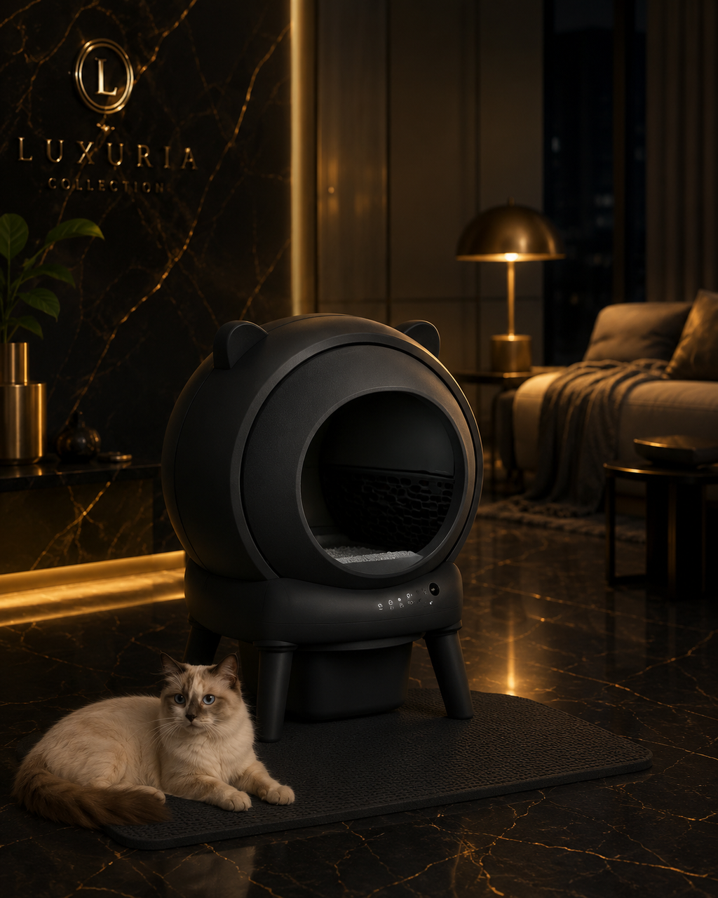 Self-cleaning cat litter box | leak-proof, pinch-resistant, triple odor control, secure, app-controlled, easy cleaning, large capacity up to 65L