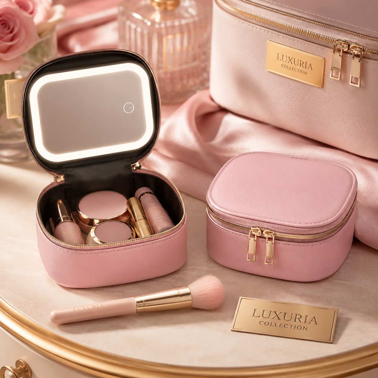 Mini Trousse de Maquillage avec Miroir — LED Ajustable ou Classique, 5 Coloris, Compacte & Voyage