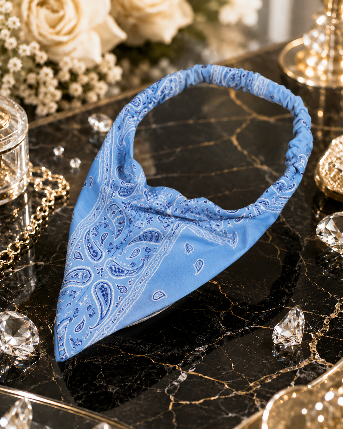 Bandeau Bohème Paisley — Bleu, Noir, Rouge ou Blanc