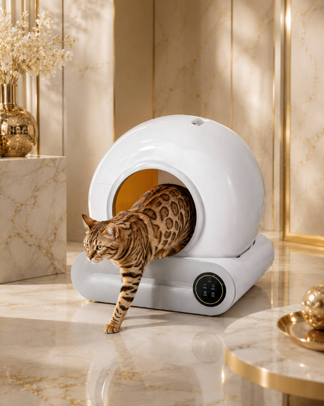 Litière Autonettoyante Connectée pour Chat – 65L | WiFi & App | Nettoyage Automatique